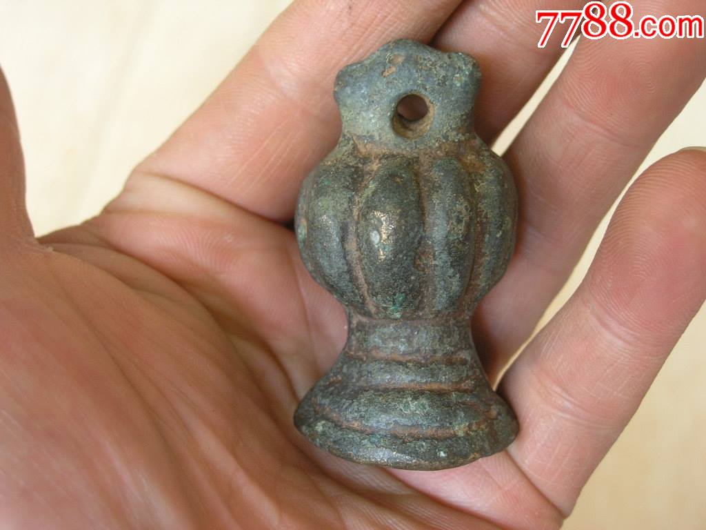 度量衡收藏110502-明清瓜棱型云南玄纹铜权砝码秤砣青铜绿_价格980元