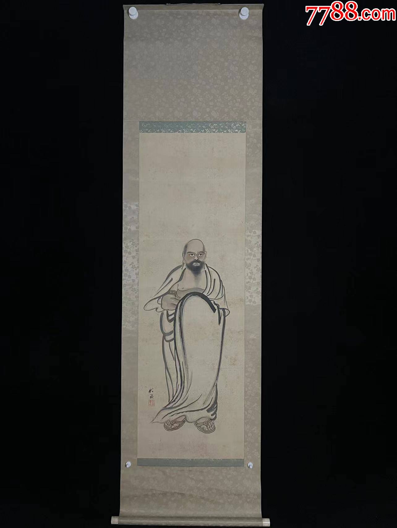 日本回流老字画绢本清末中山秋湖达摩像4844中古老书画书房价格850元se86003990人物国画原作零售7788收藏__收藏热线