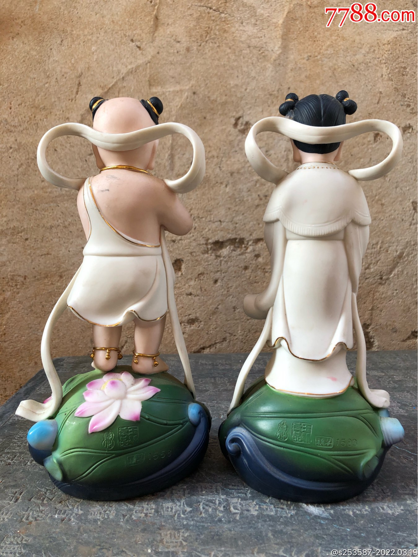 德化名家善财童子龙女一对完整工一流细节处理完美神态生动开脸大气