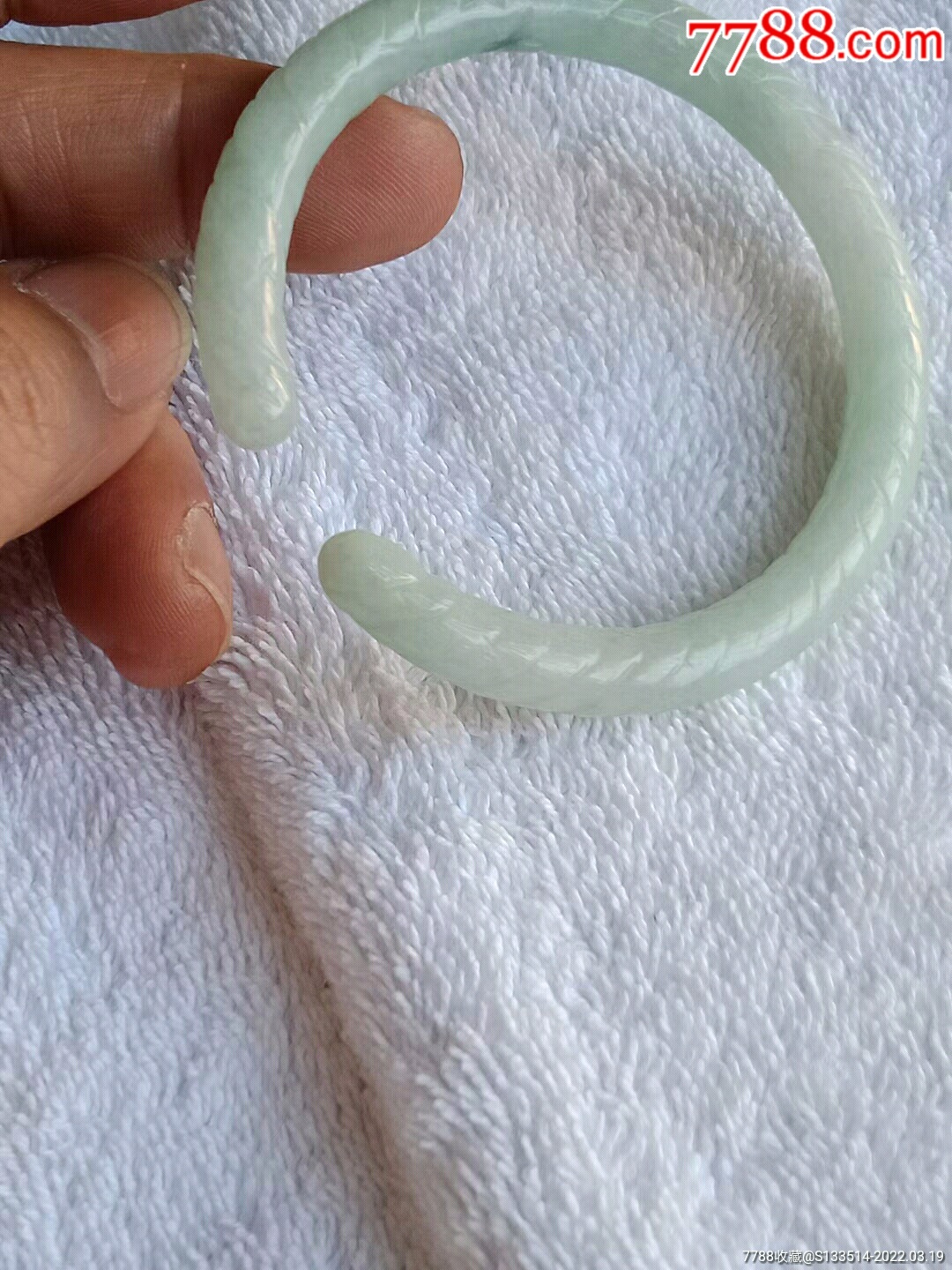 缅甸翡翠779-a5开口笑麻花圆条手镯(送证书)_翡翠/缅甸玉_第7张_7788