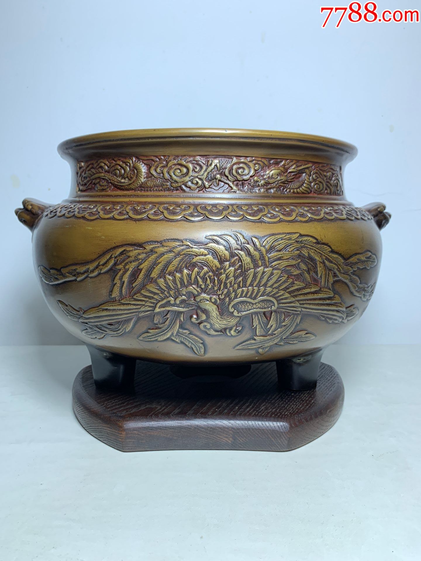 民国日产五郎三郎凤凰纹火钵已鉴定