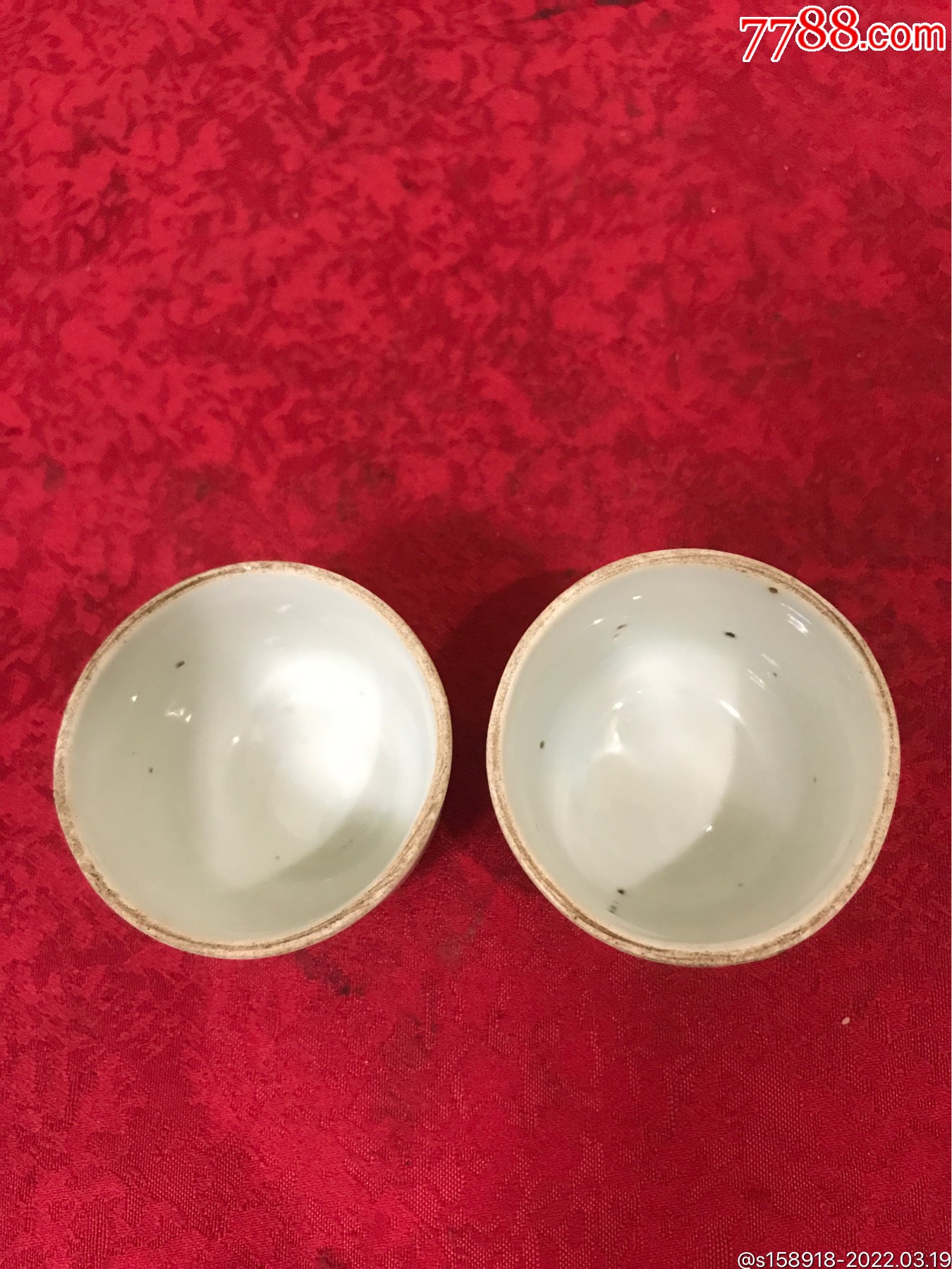 民国青白瓷全品小酒杯一对