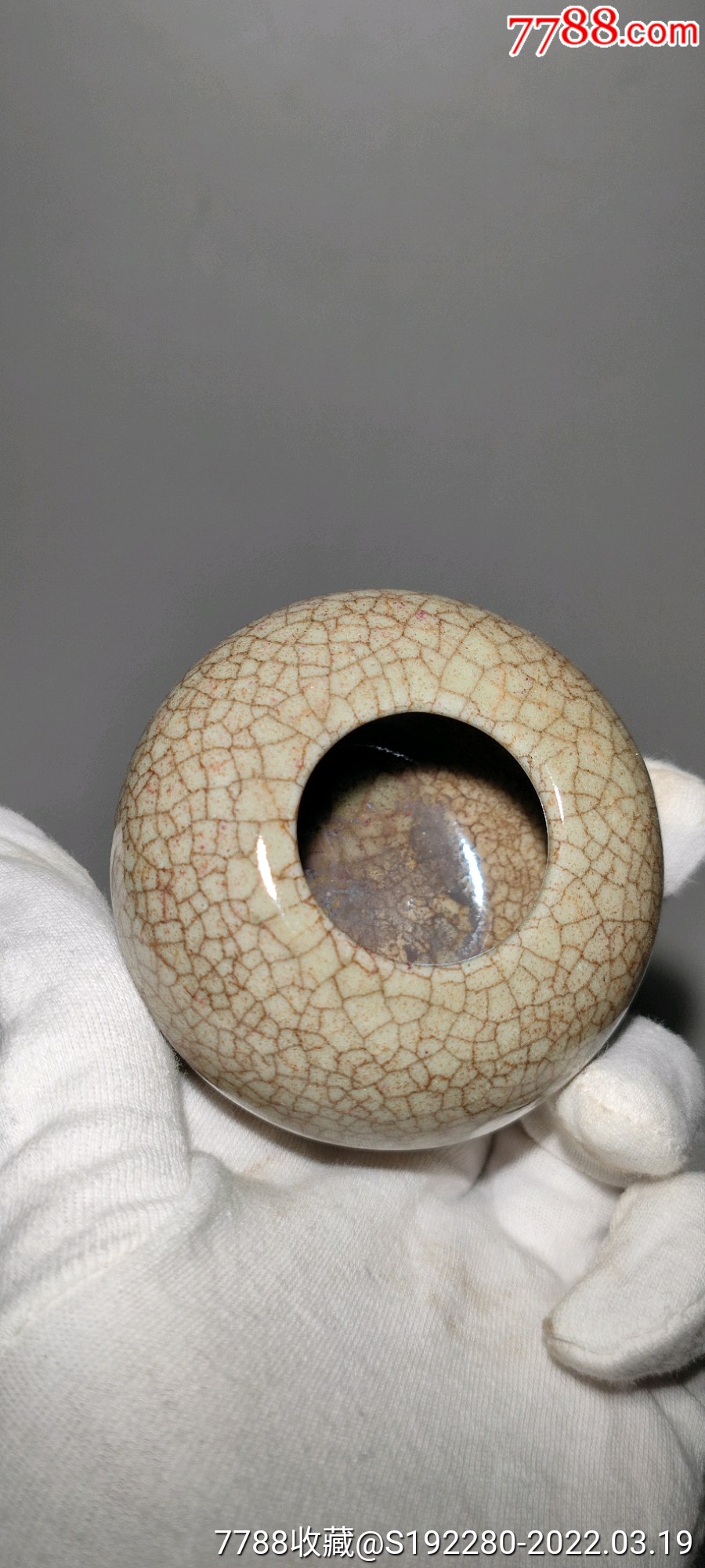 哥釉水盂工艺品文房用品直径7cm高47cm