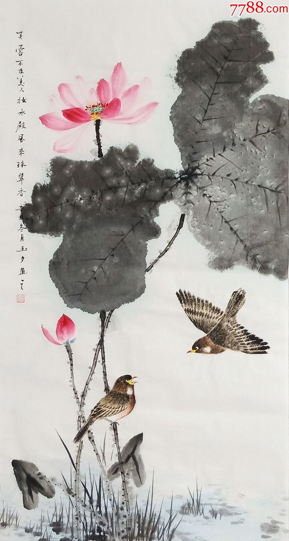 【全网独家授权代理】国家一级美术师、知名画家李玉夕作品:芙蓉_花鸟国画原作_作品欣赏_收藏价值_7788字画网