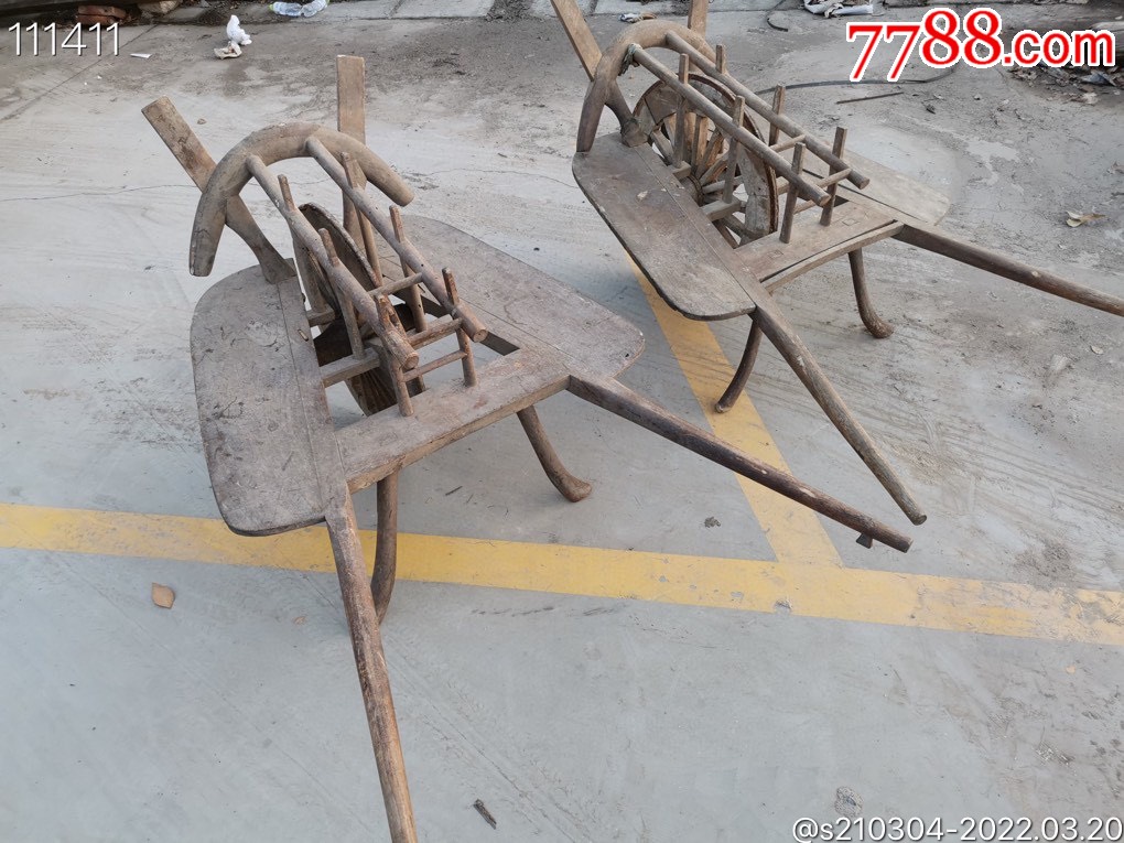 民俗老物件清代手推车木头轮子可使用可展览可收藏
