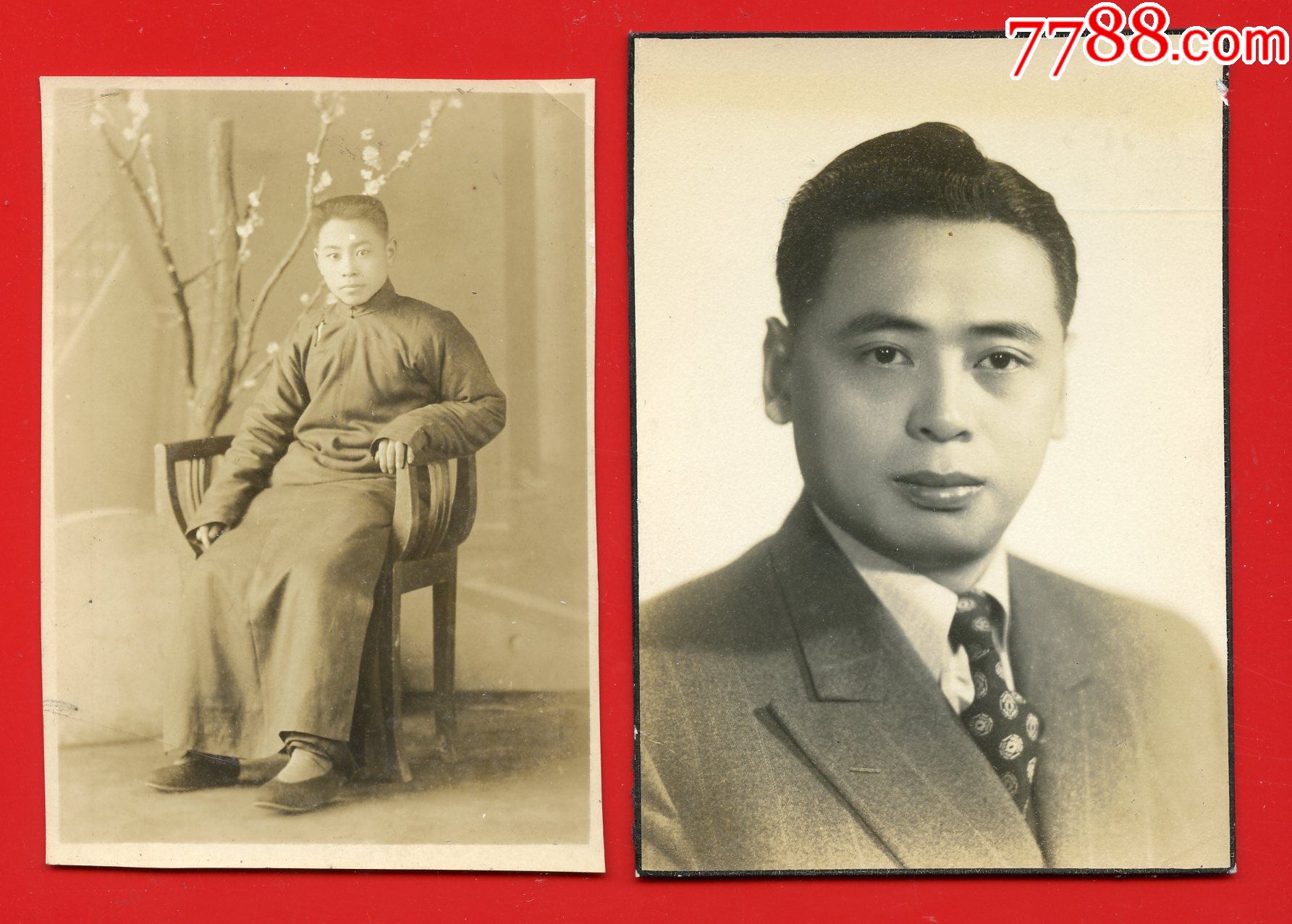 民国人物老照片2幅泛银
