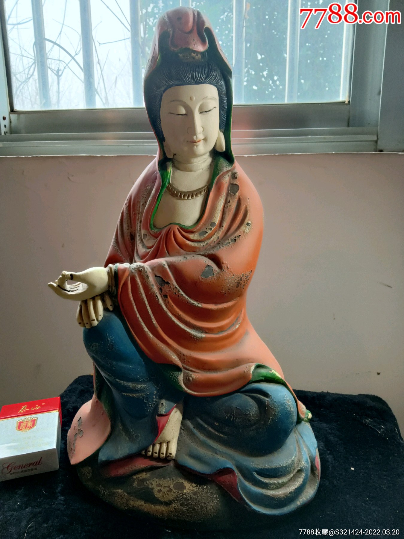 木雕彩绘观音坐像-价格:2860元-se86044587-木佛像/人像-零售-7788