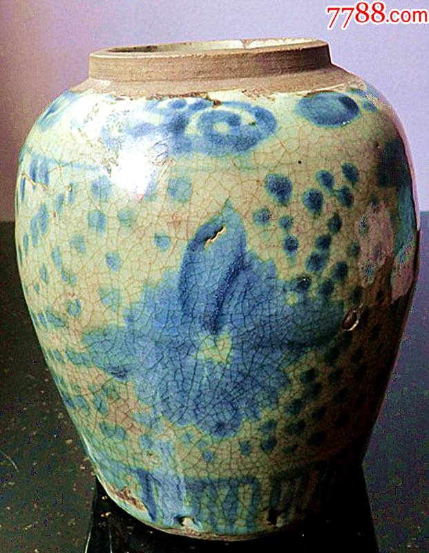 明代青花菊花罐