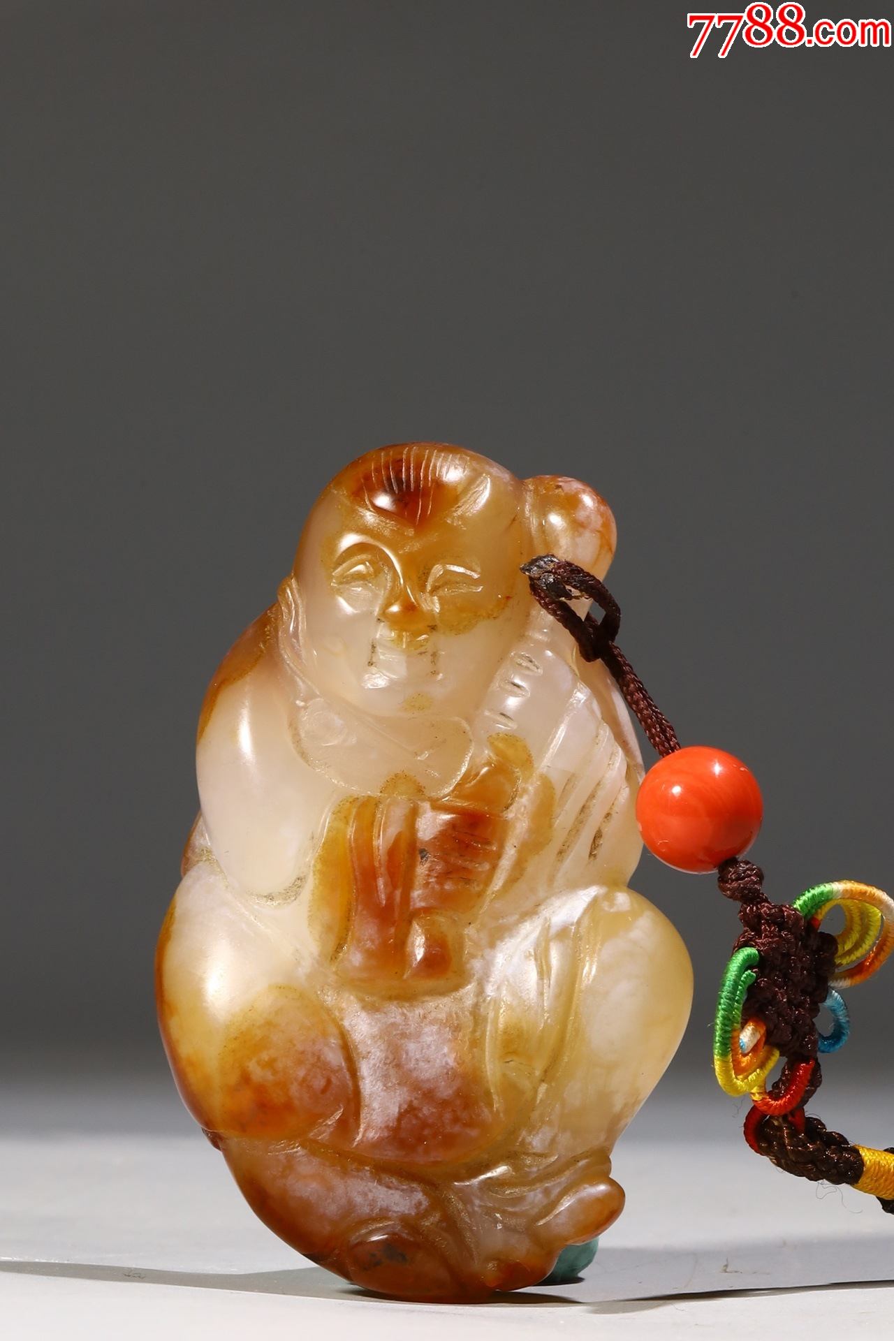 旧藏玛瑙童子把件