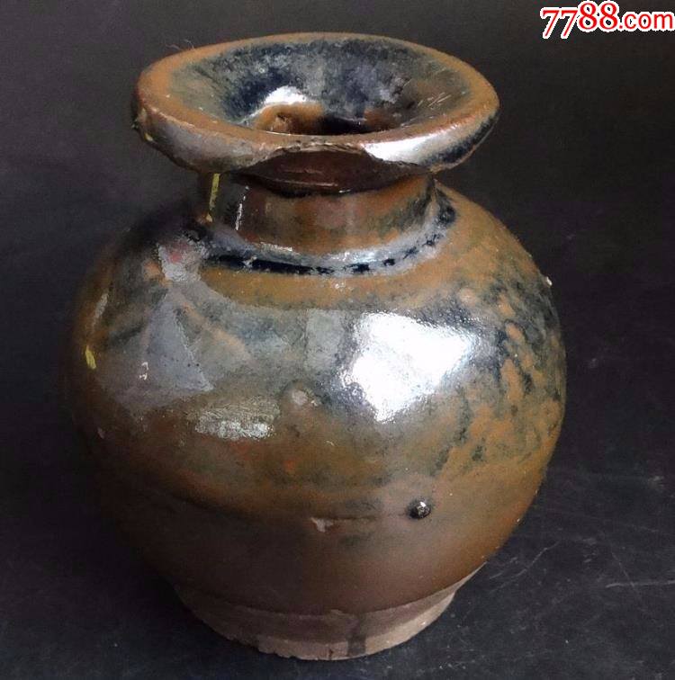 清代早期紫金釉苹果樽罐