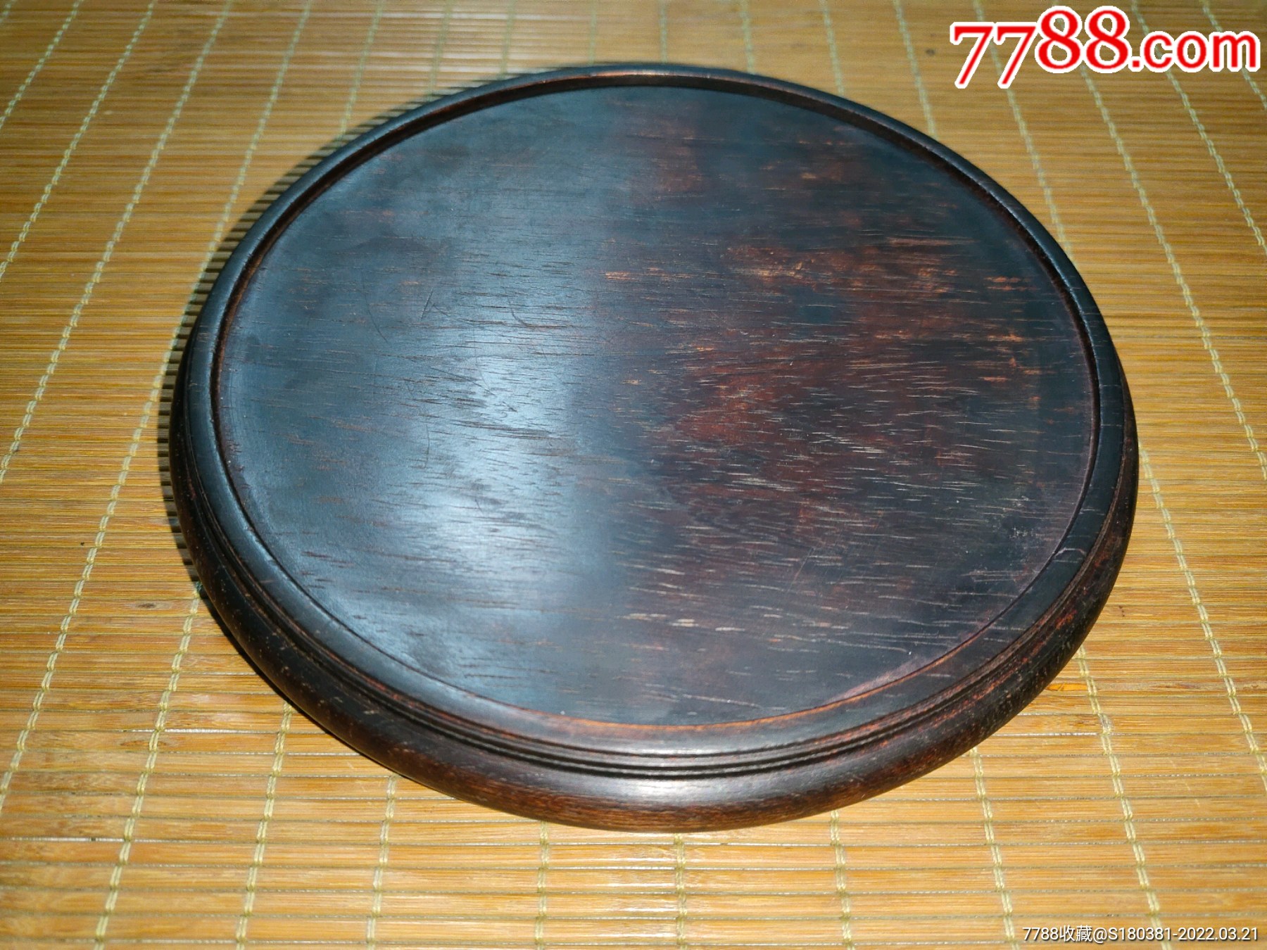 老红木花梨木圆形素面花瓶底座佛像底座奇石底座香炉底座根雕底座