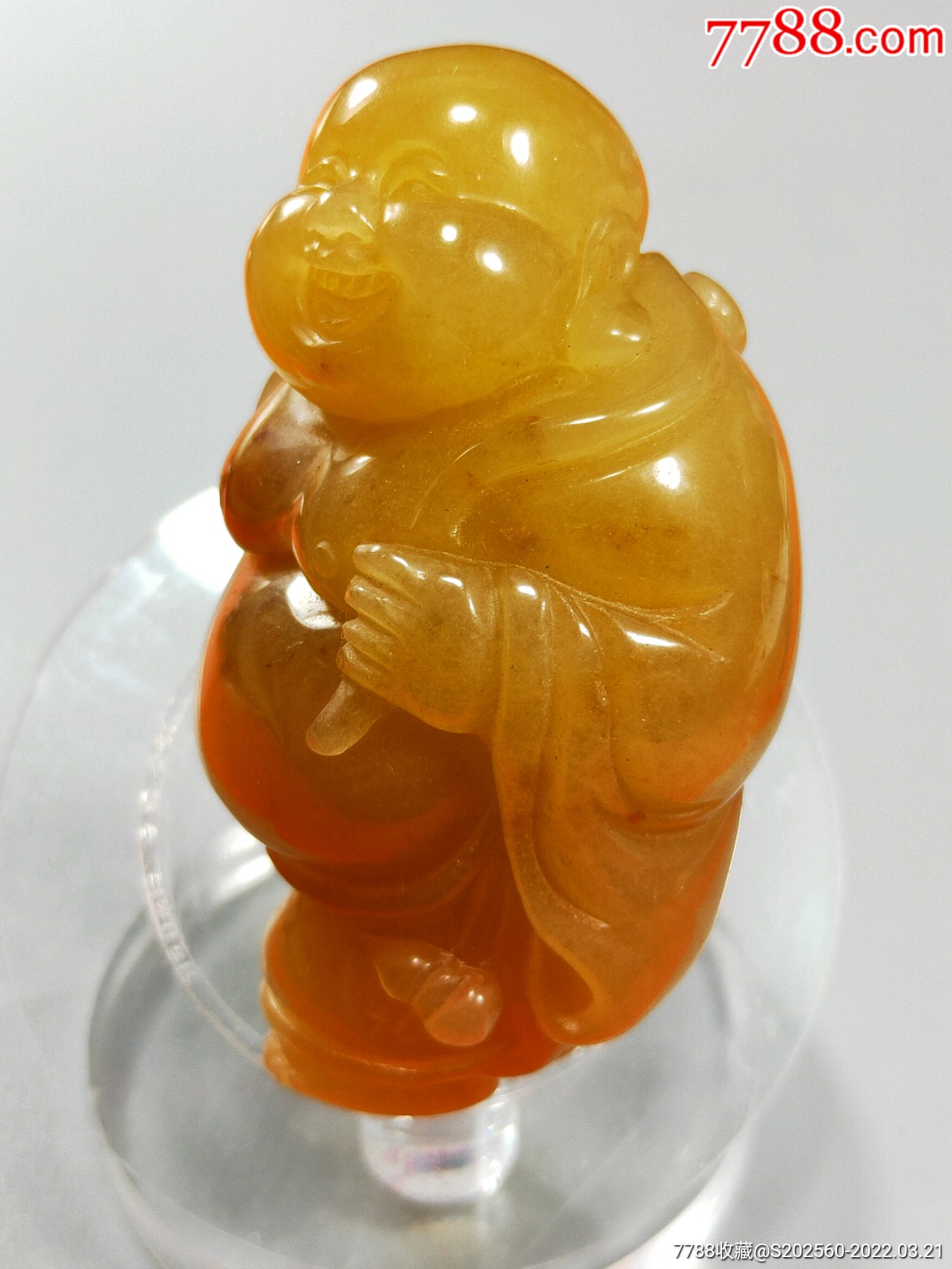 黄龙玉弥勒佛手把件36039