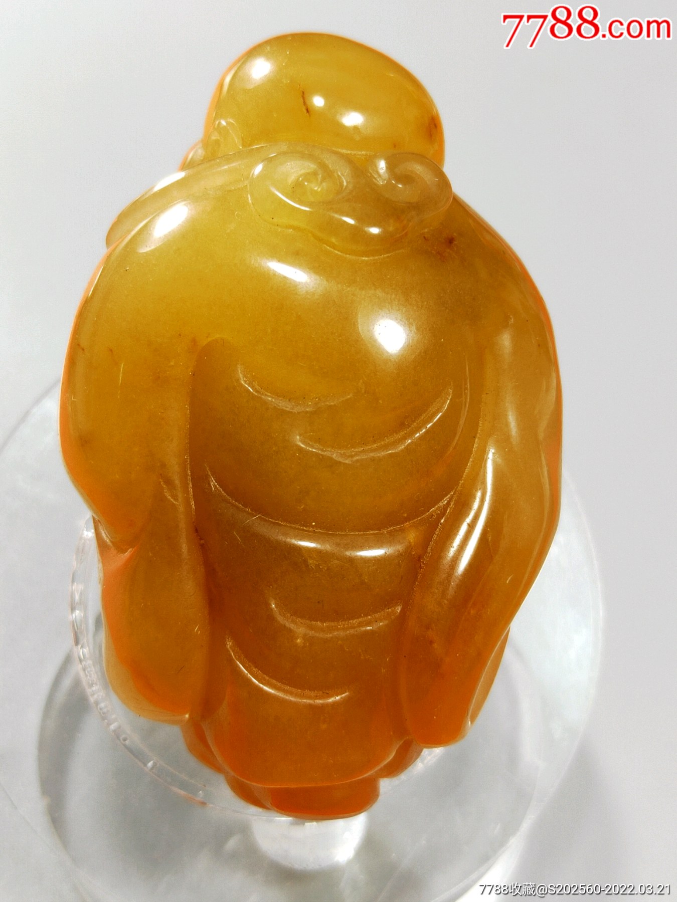 黄龙玉弥勒佛手把件36039