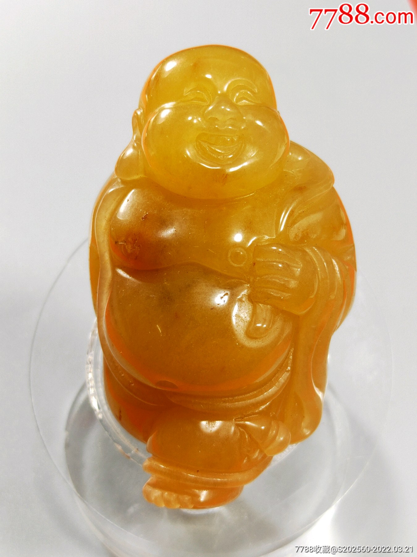 黄龙玉弥勒佛手把件36039