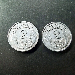法国硬币1947年2法郎二个版别