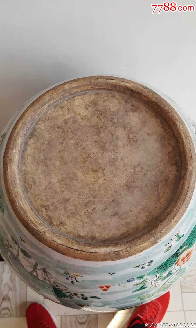 清代早期康熙五彩荷塘花鸟大画缸