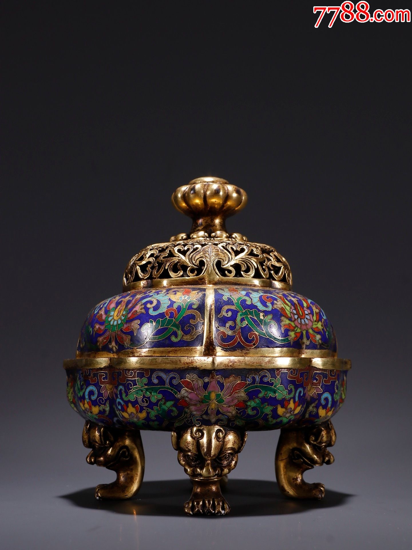 掐丝景泰蓝缠枝花卉香薰炉