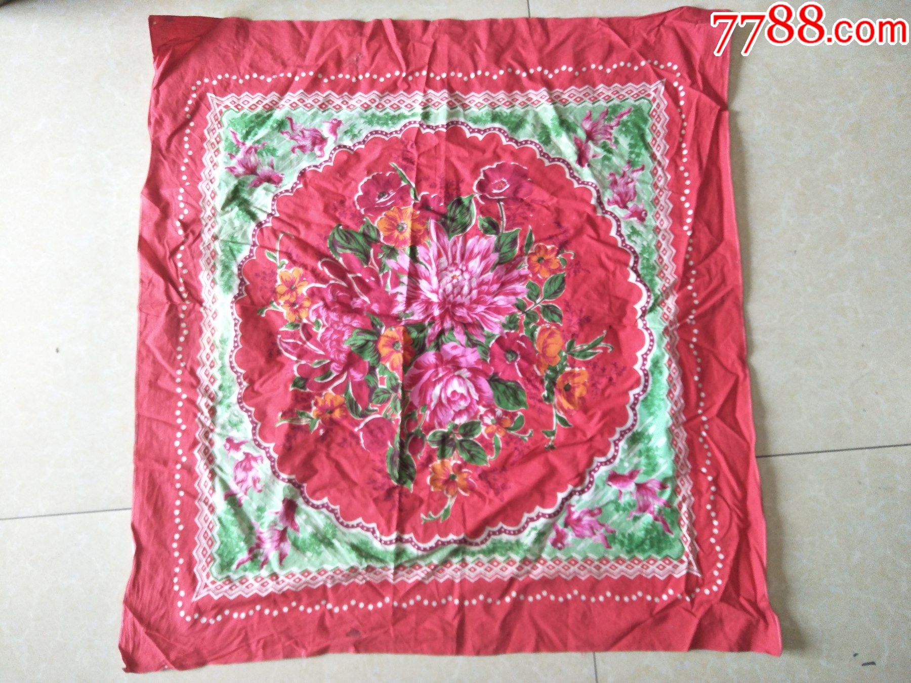 文革知青用包袱皮金鱼牡丹花一个