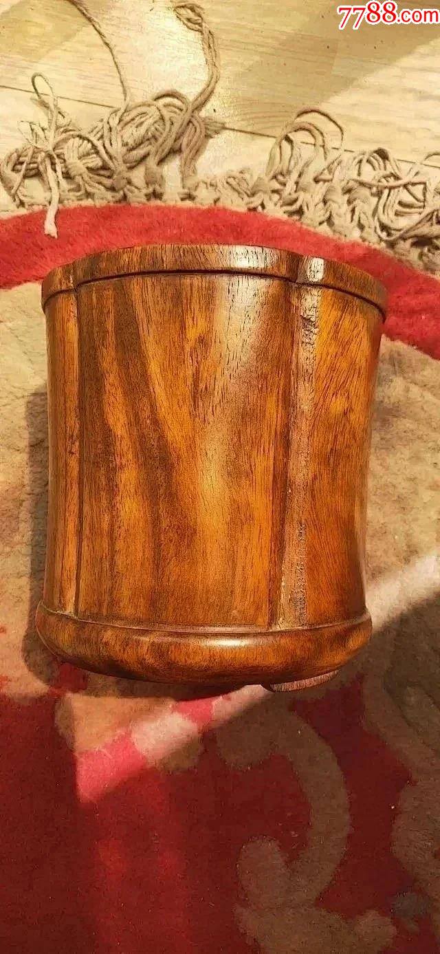 清代老黄花梨瓜棱笔筒1413公分