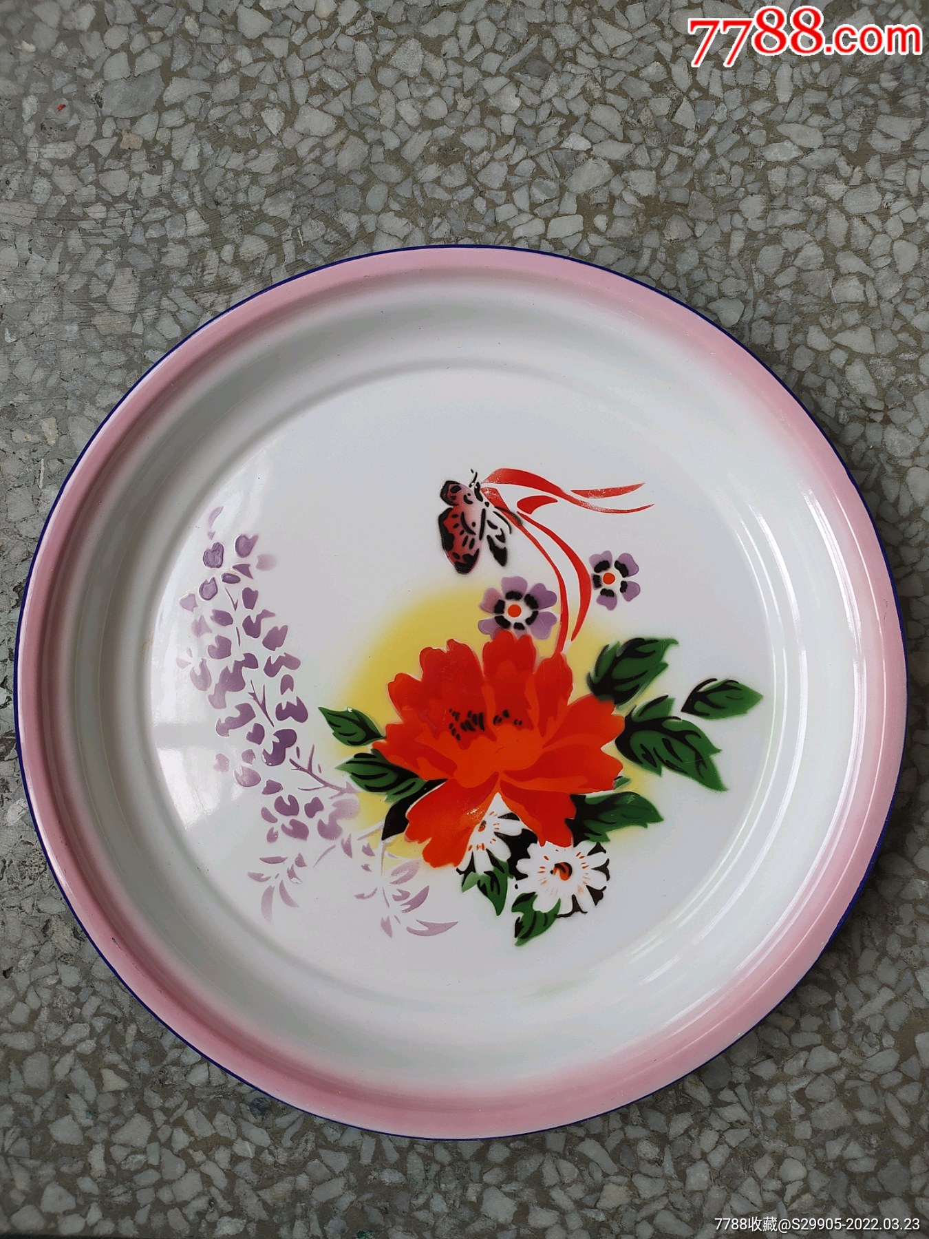 文革时期精美花碟图大搪瓷盘