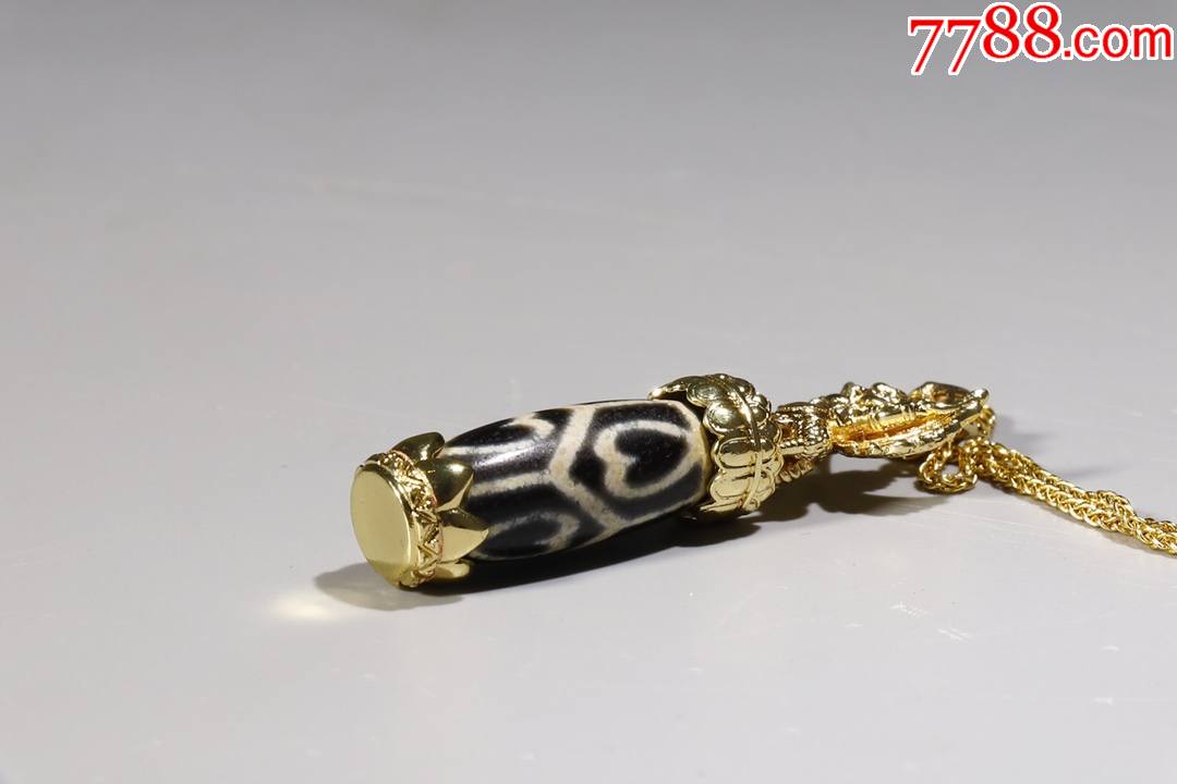 玛瑙包金天珠项链