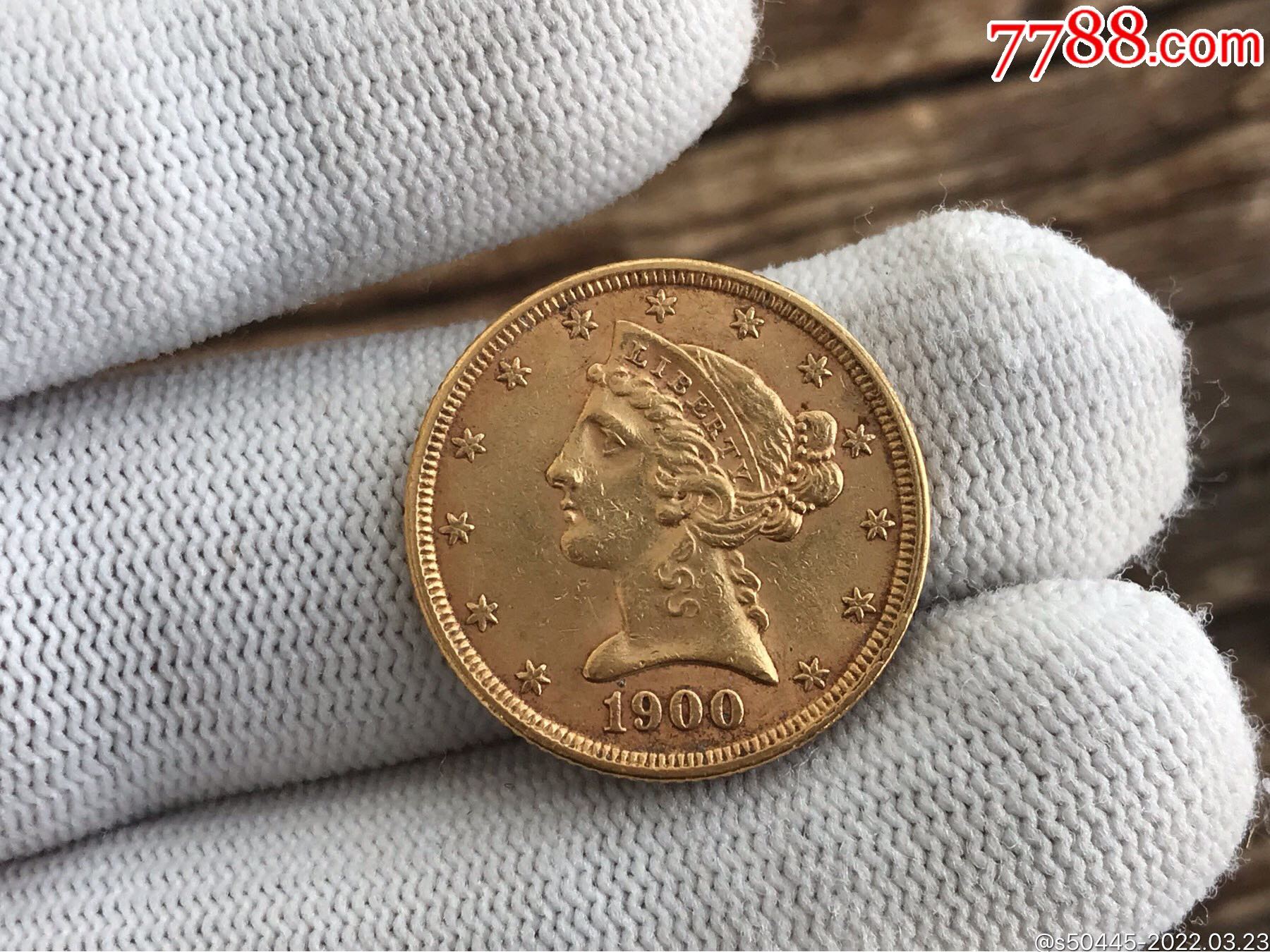 古金币吊坠美国1900年自由女神鹰5美元_外国钱币_图片赏析_收藏价值