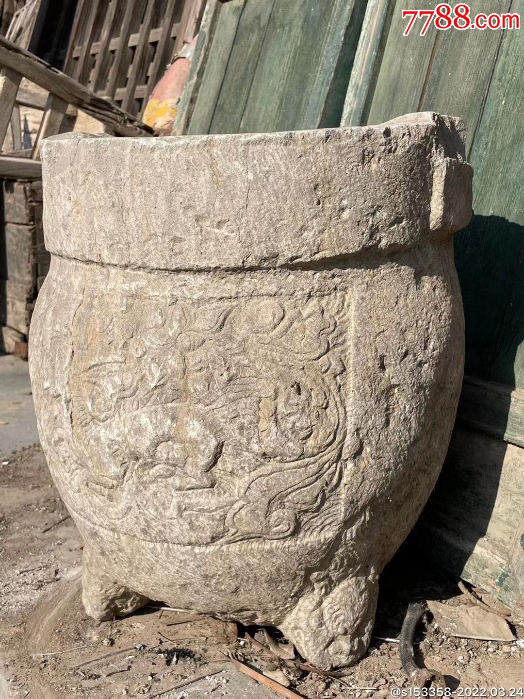 老青石香炉明代