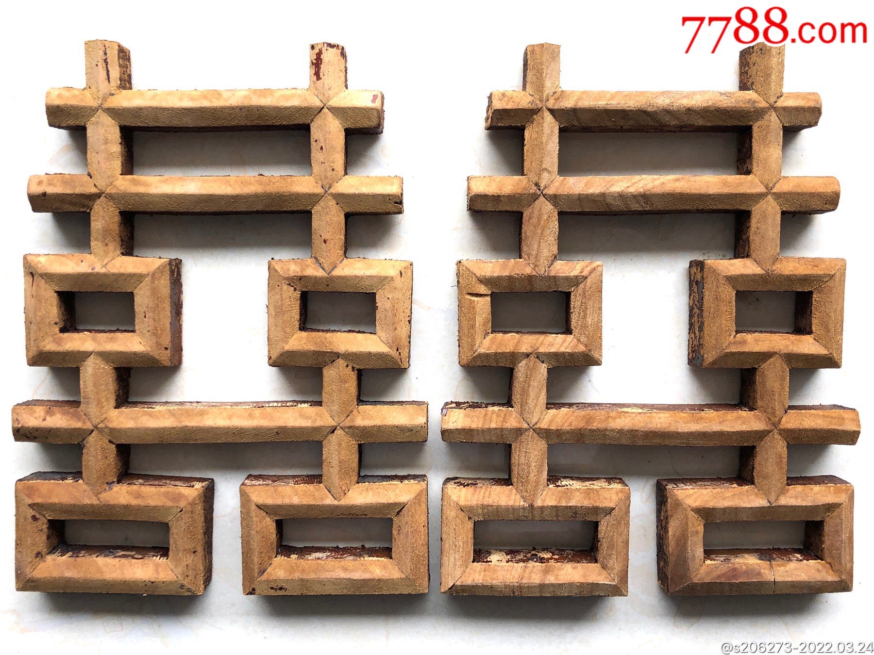 民国双囍临门花板挂件一对