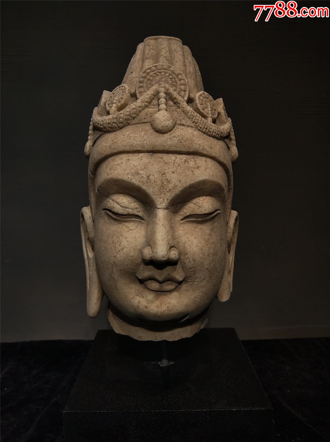 汉白玉佛头带底座