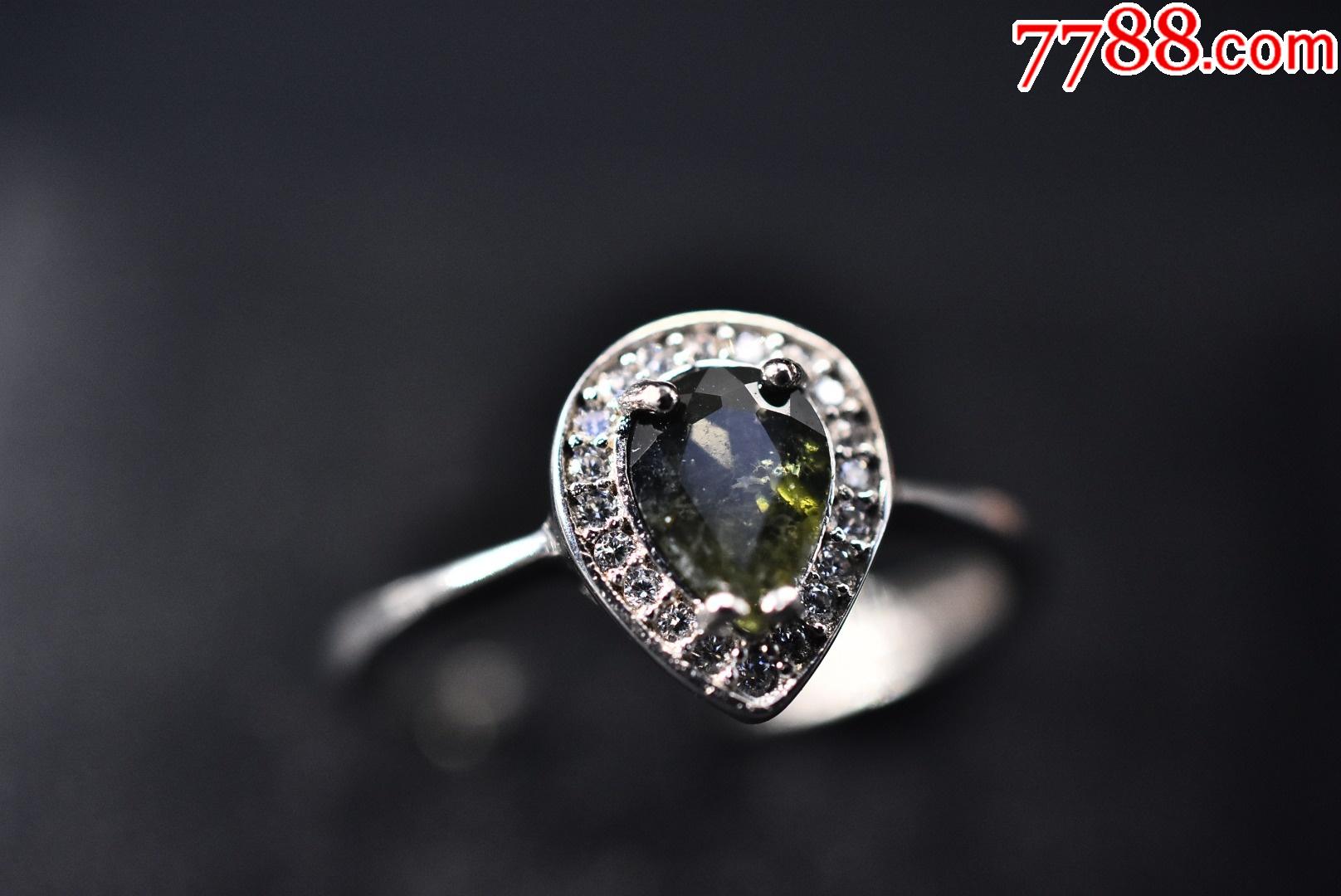 v5521碧玺戒指1枚单颗戒面尺寸64mm925银托