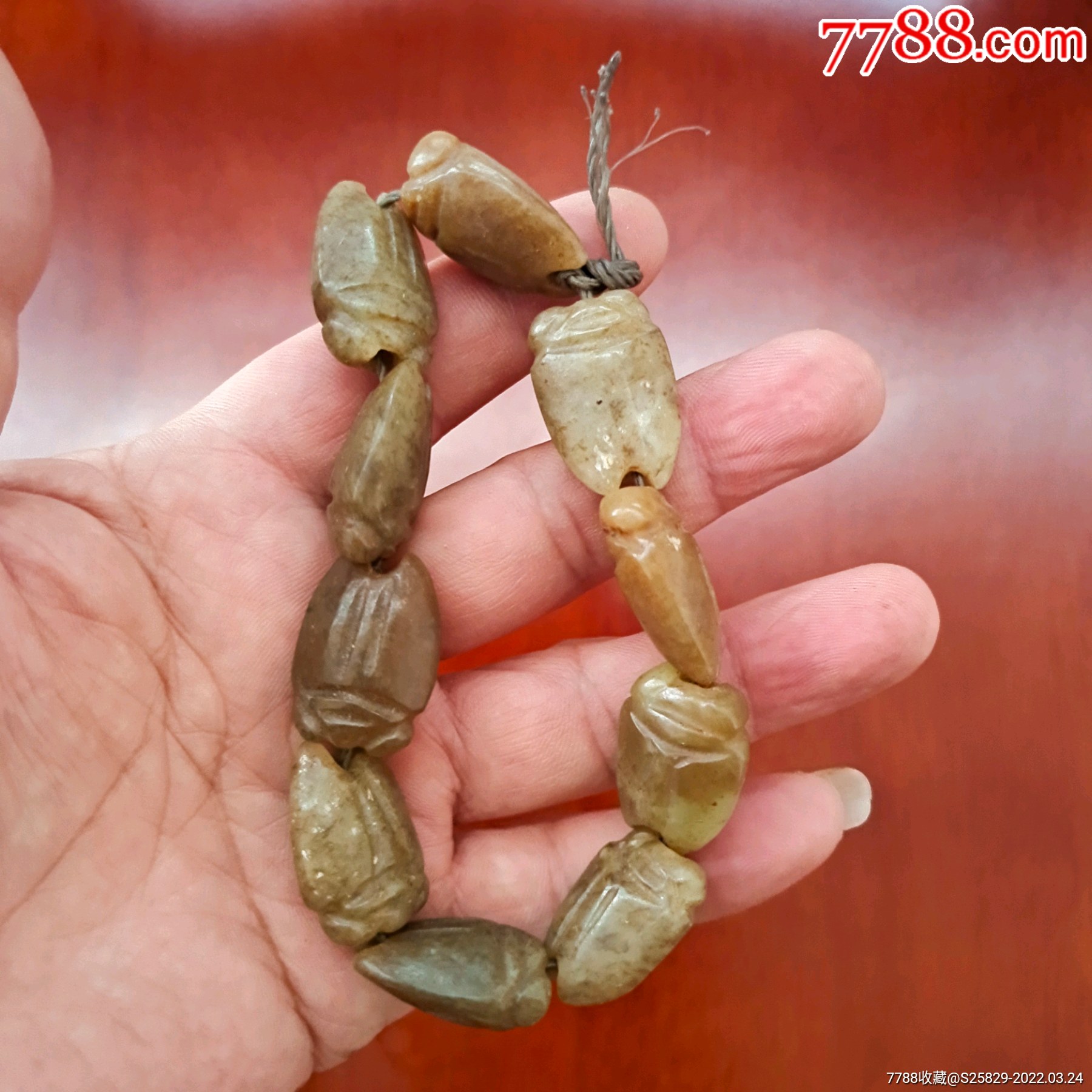 旧藏红山蝉手链