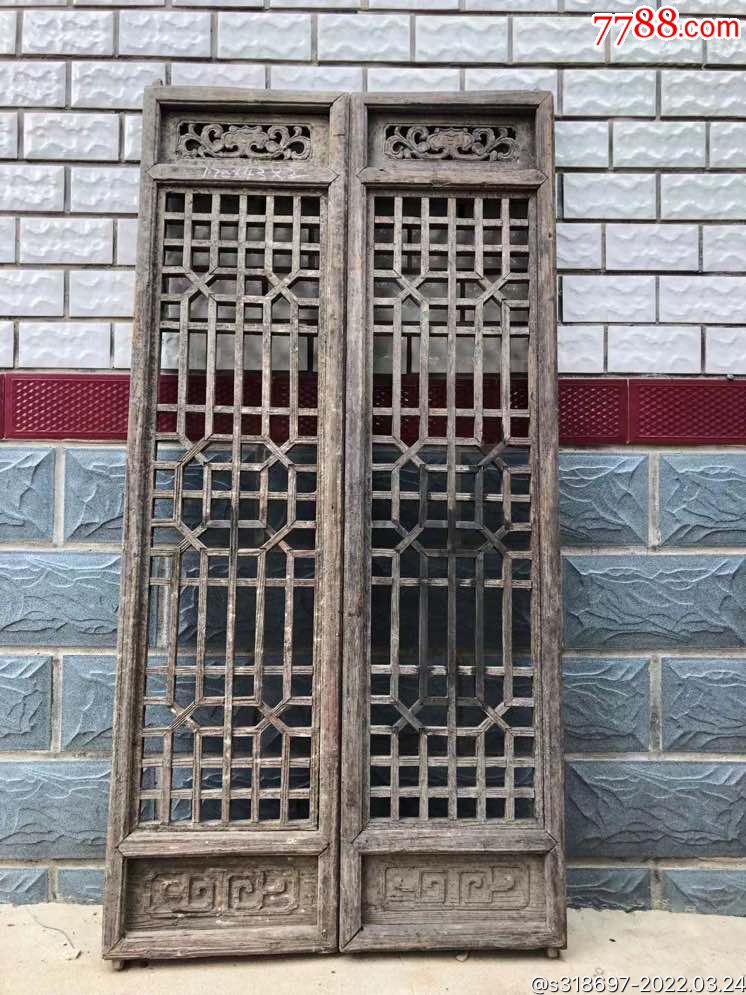 清代，精品窗片一对，纯手工雕刻，雕工精细，完整。单片尺寸170x43-价格:2080元-se86123820-木门窗-零售-7788收藏__收藏热线