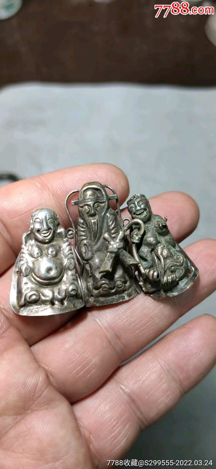 清代老银人物头饰三个138月亮月亮月亮月亮月亮