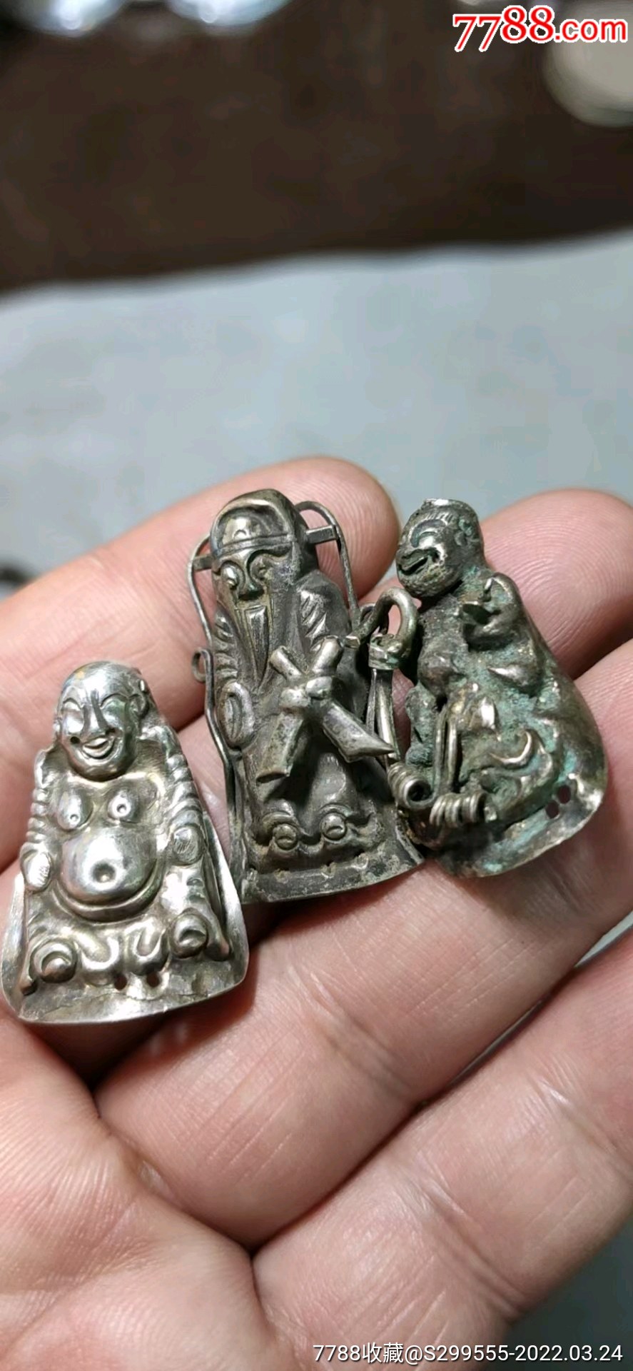 清代老银人物头饰三个138月亮月亮月亮月亮月亮