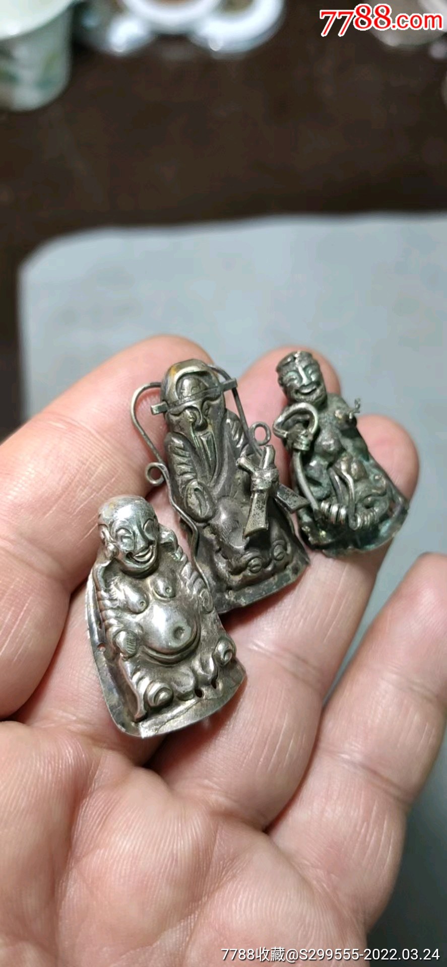 清代老银人物头饰三个138月亮月亮月亮月亮月亮