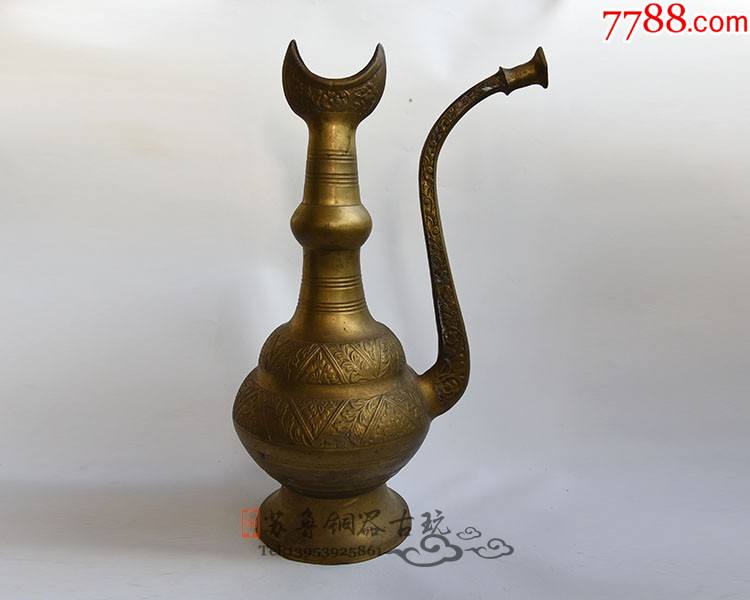 清末民国大铜壶铜酒壶古董老铜瓶黄铜纯铜家居民宿摆件老铜器