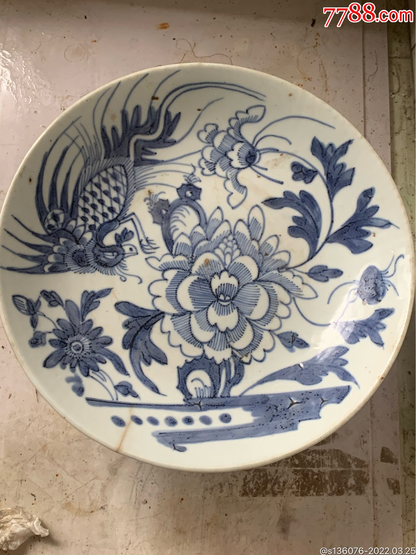 凤凰牡丹盘-青花瓷-7788宣纸