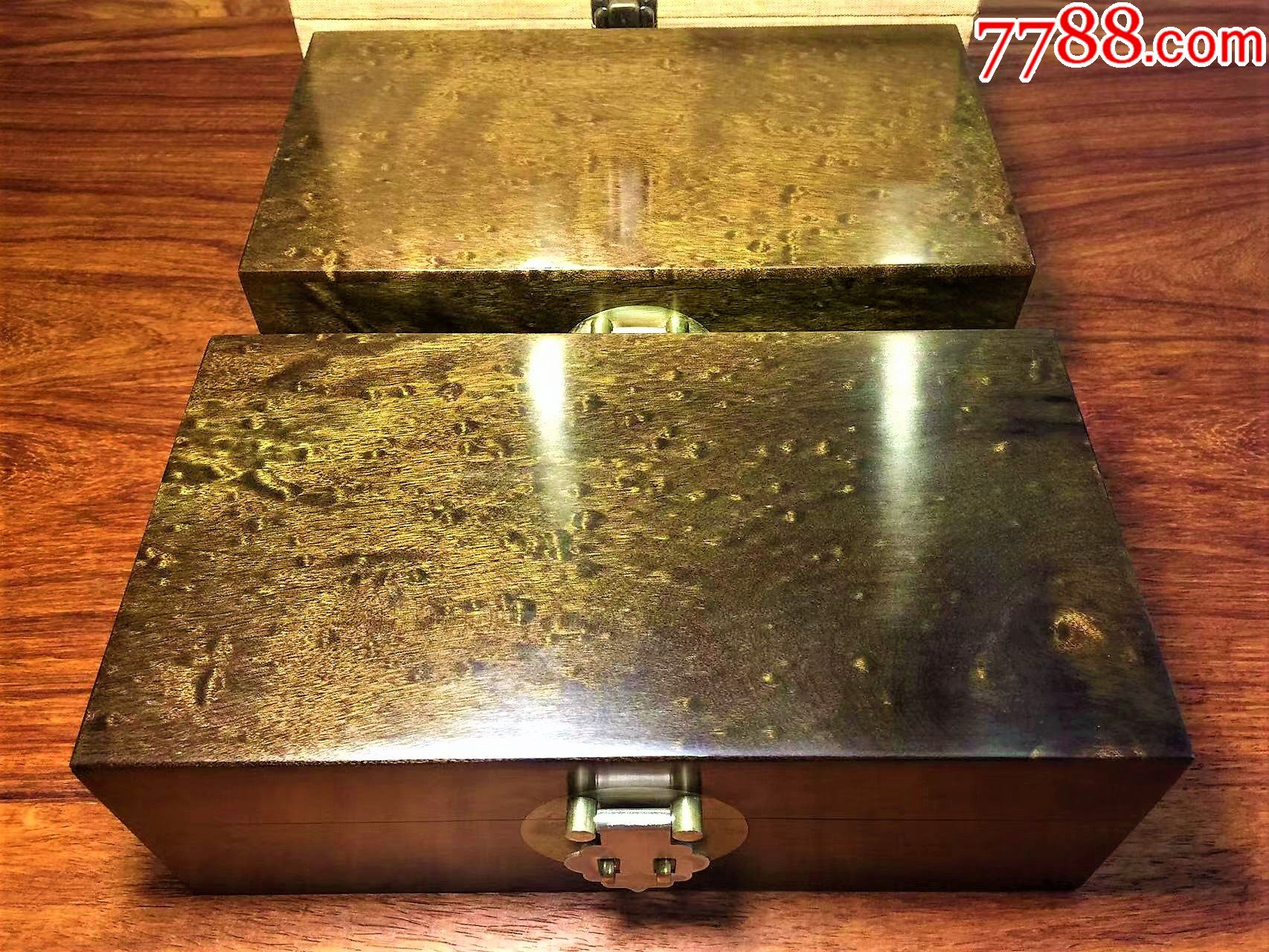 千年以上贵州金丝楠枯木老料爆满水滴纹首饰盒一对也可单出