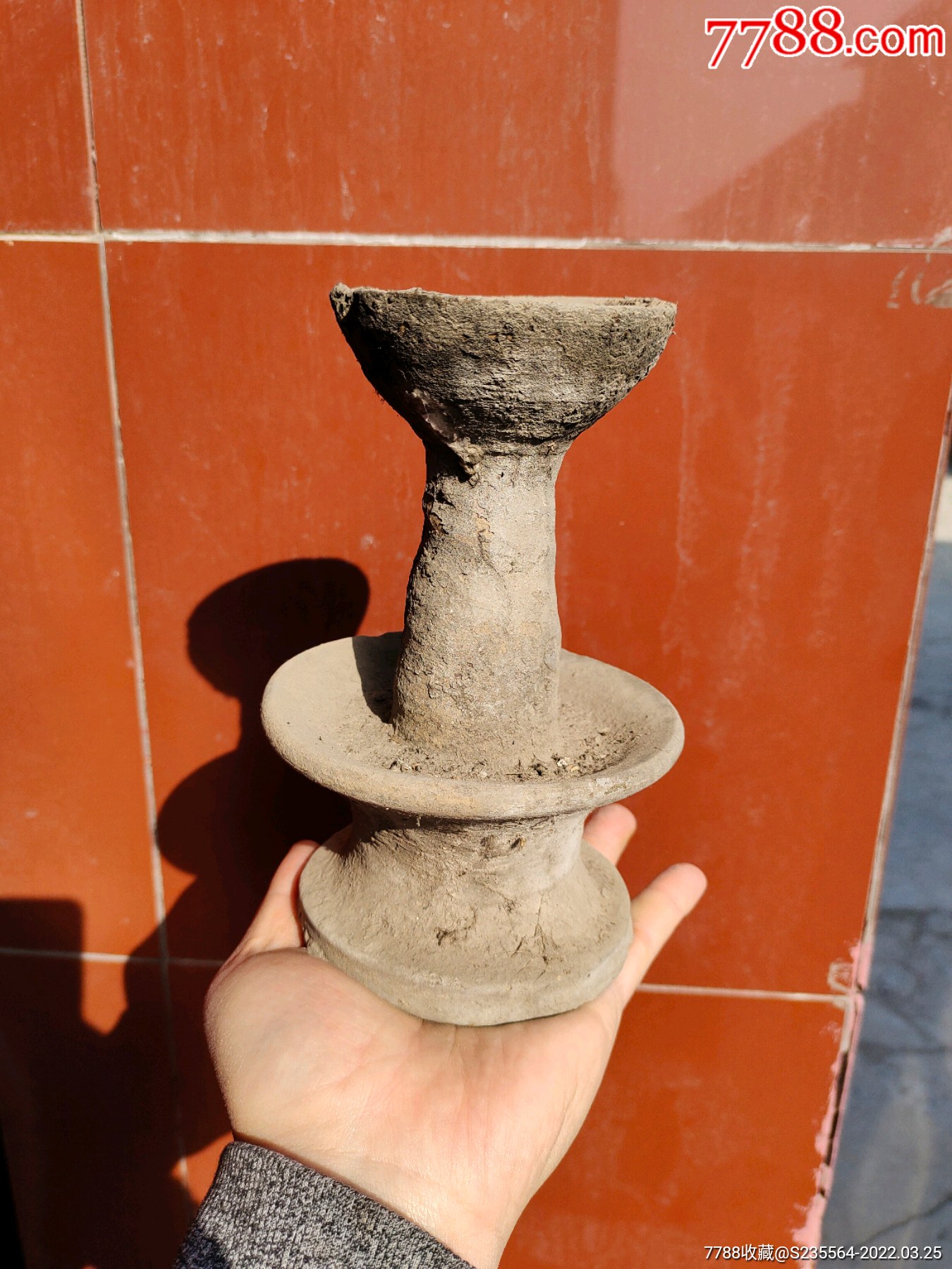 清代老油灯陶器