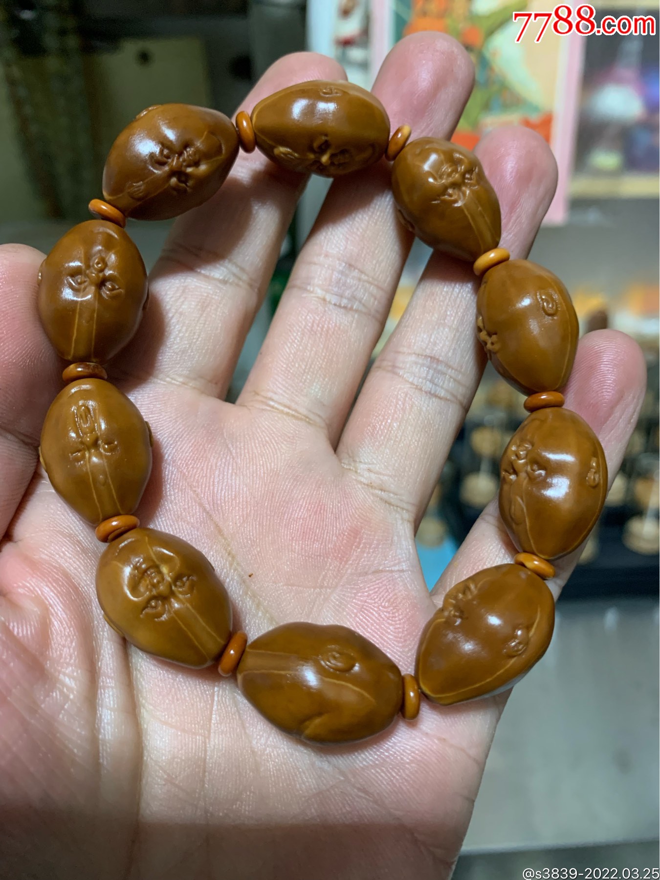橄榄核雕十分开心手串