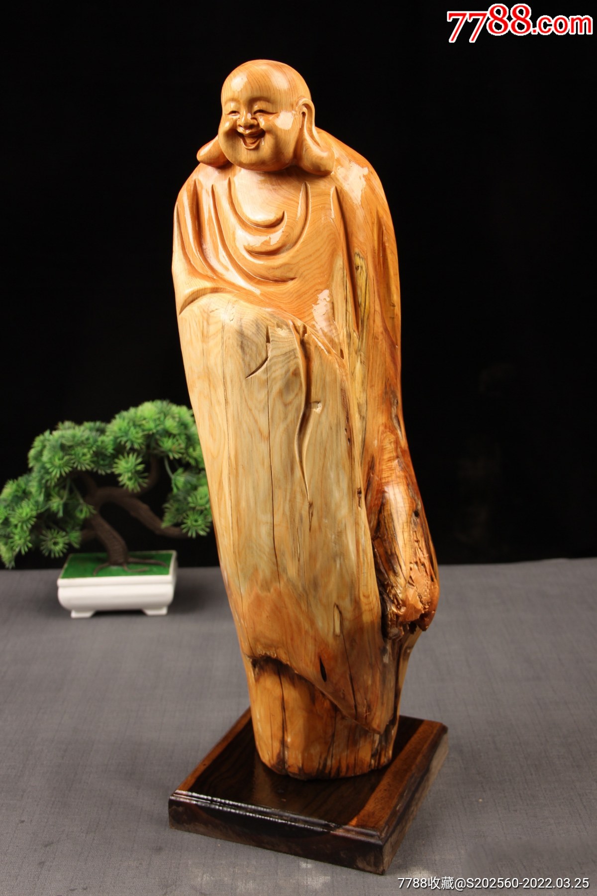 太行崖柏陈化双色料弥勒佛摆件(21090)_木雕摆件_第6张_7788奇石收藏