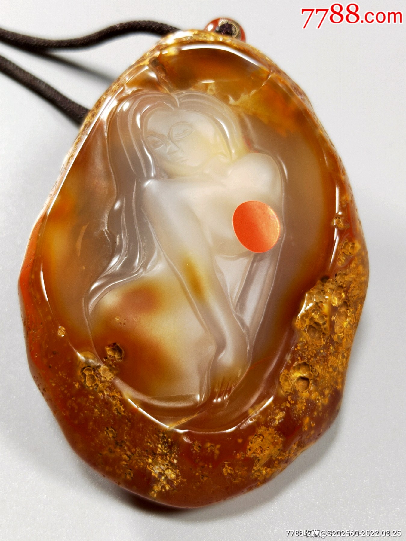 巴西玛瑙美女手把件30157