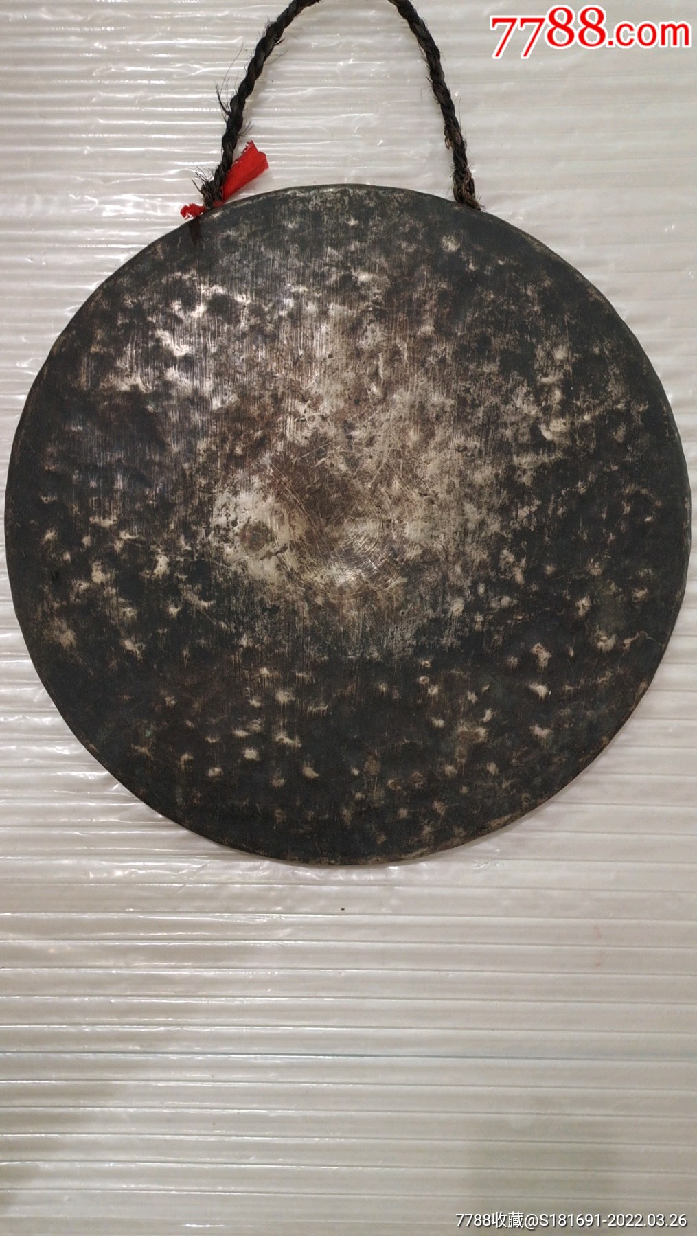 清代早中时期全手工锻打造方孔型的青铜老铜锣