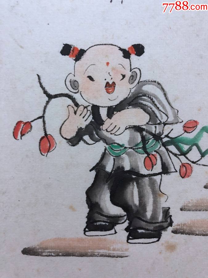 17213朱慧人物水印画霜叶红于二月花镜心画芯尺寸1717厘米