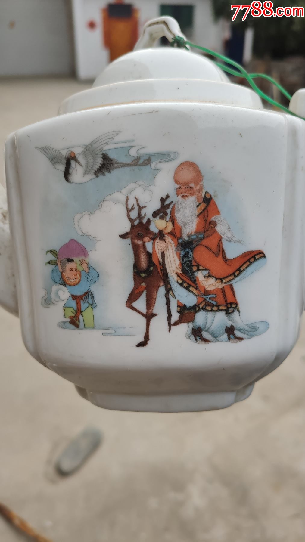 瓷器类早期的瓷茶壶一个老寿星图案