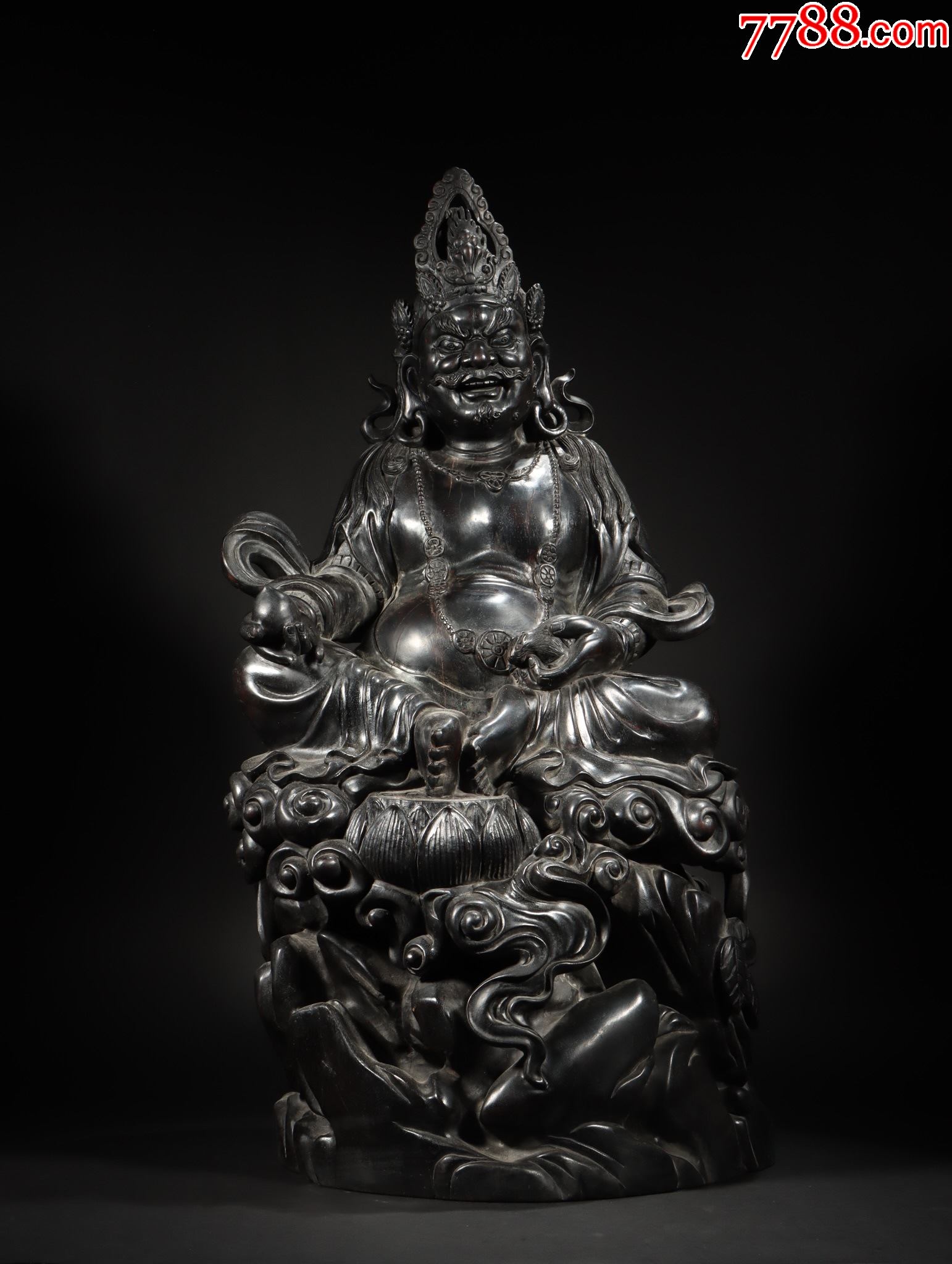 旧藏紫檀木黄财神造像大摆件