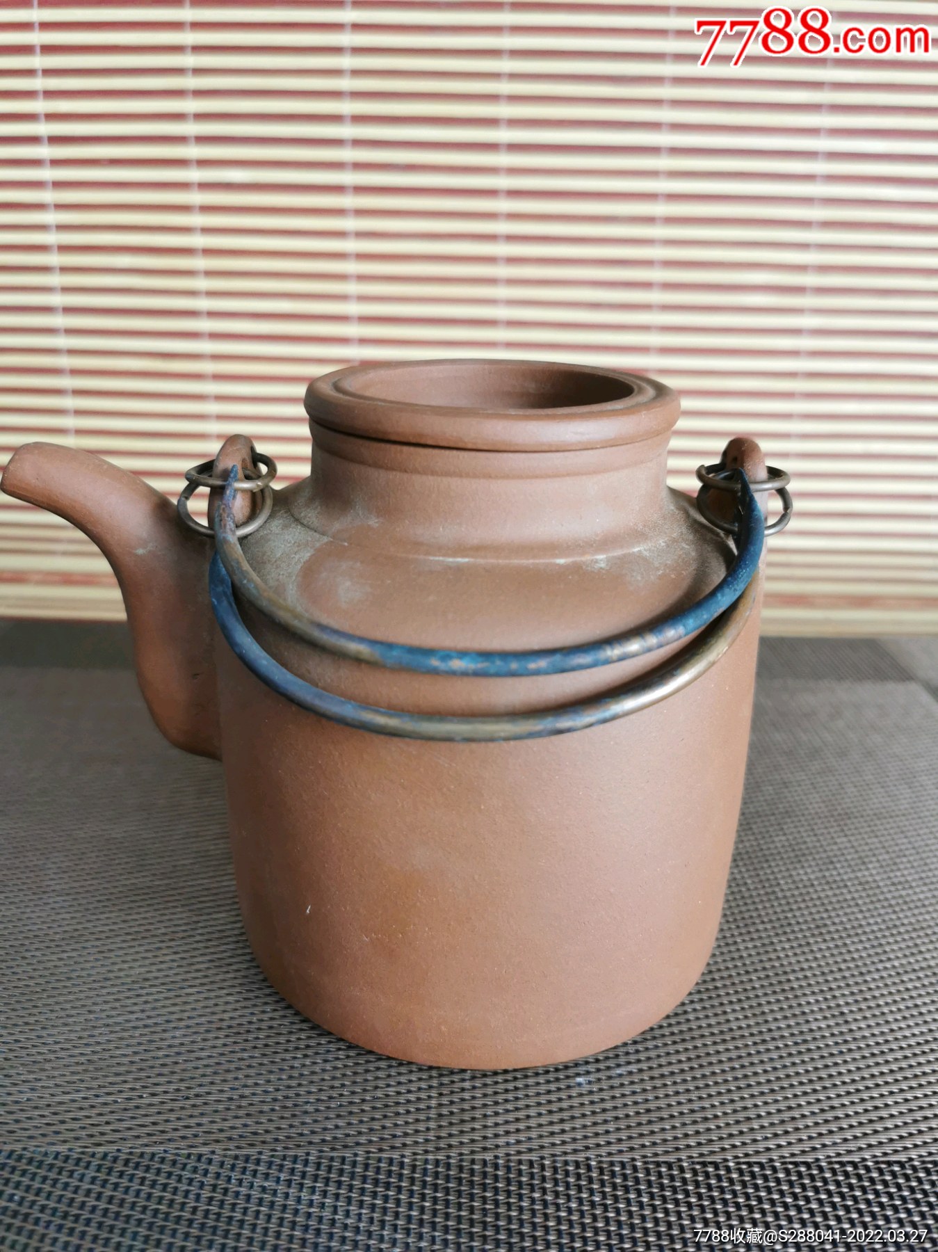 80年代宜兴老厂直桶提梁紫砂壶二号直形壶全品无磕碰原矿泥原装铜梁十