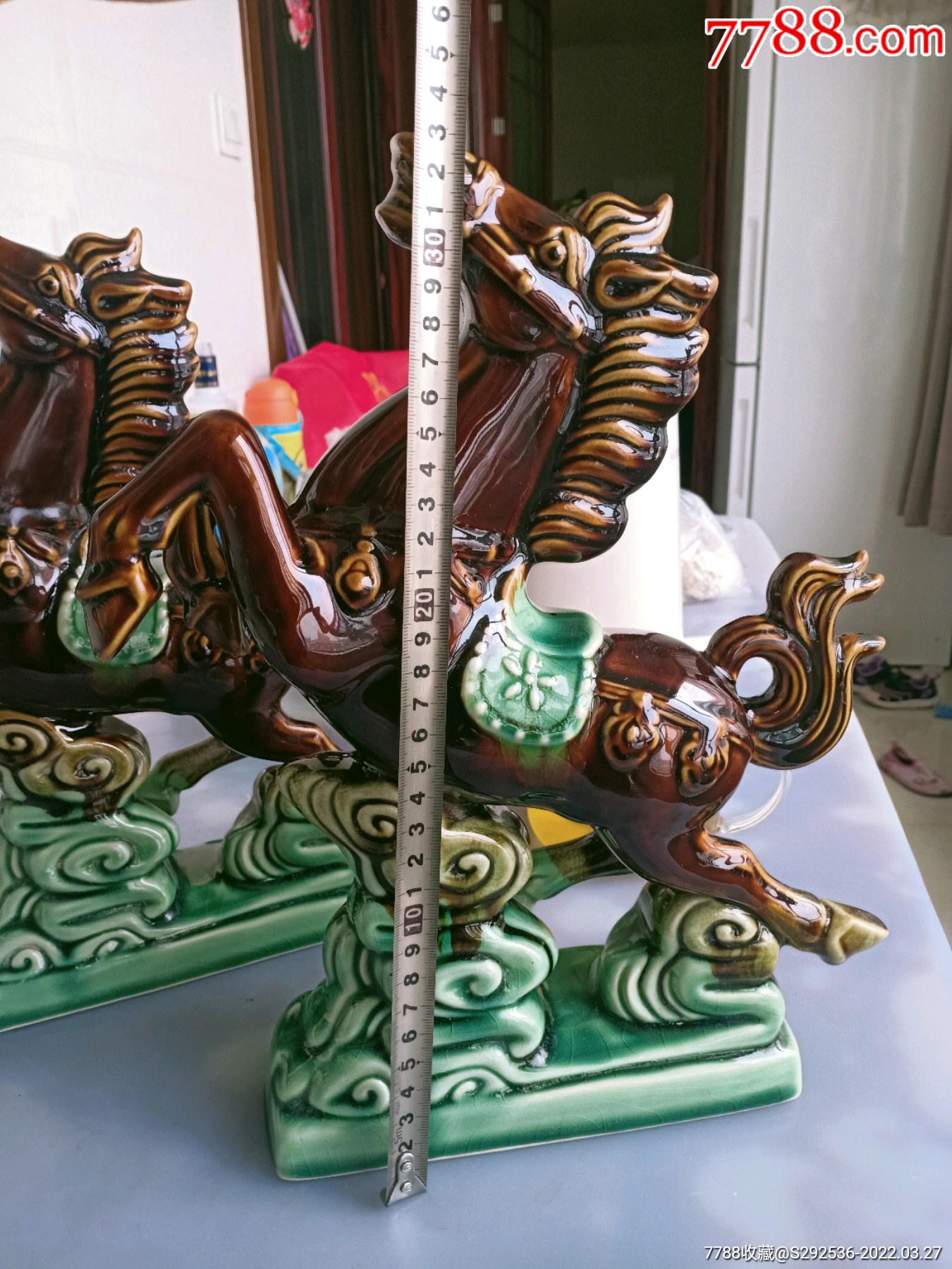 钧瓷国营老厂彩瓷马一对