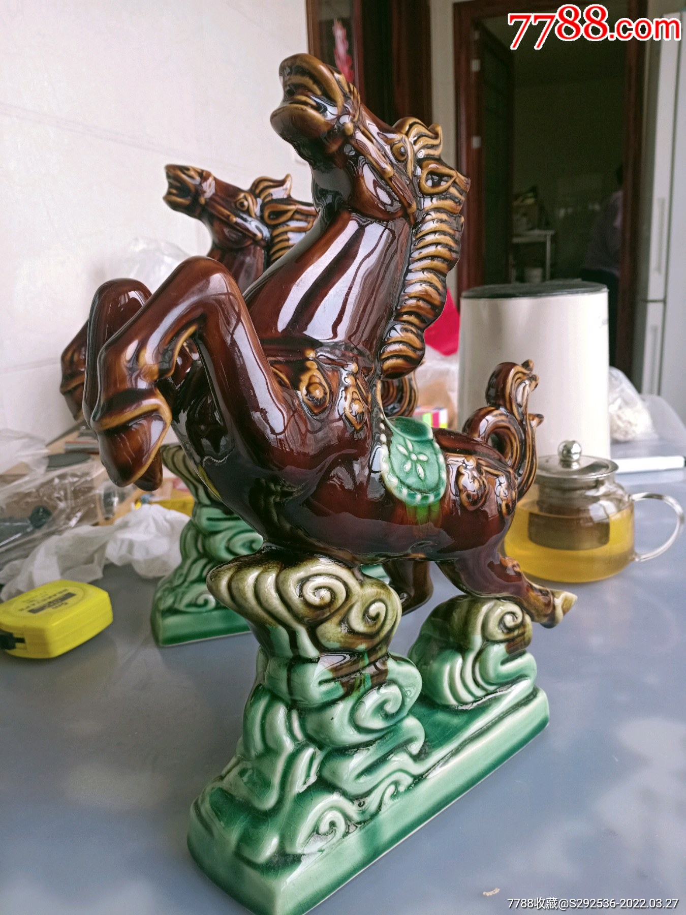 钧瓷国营老厂彩瓷马一对