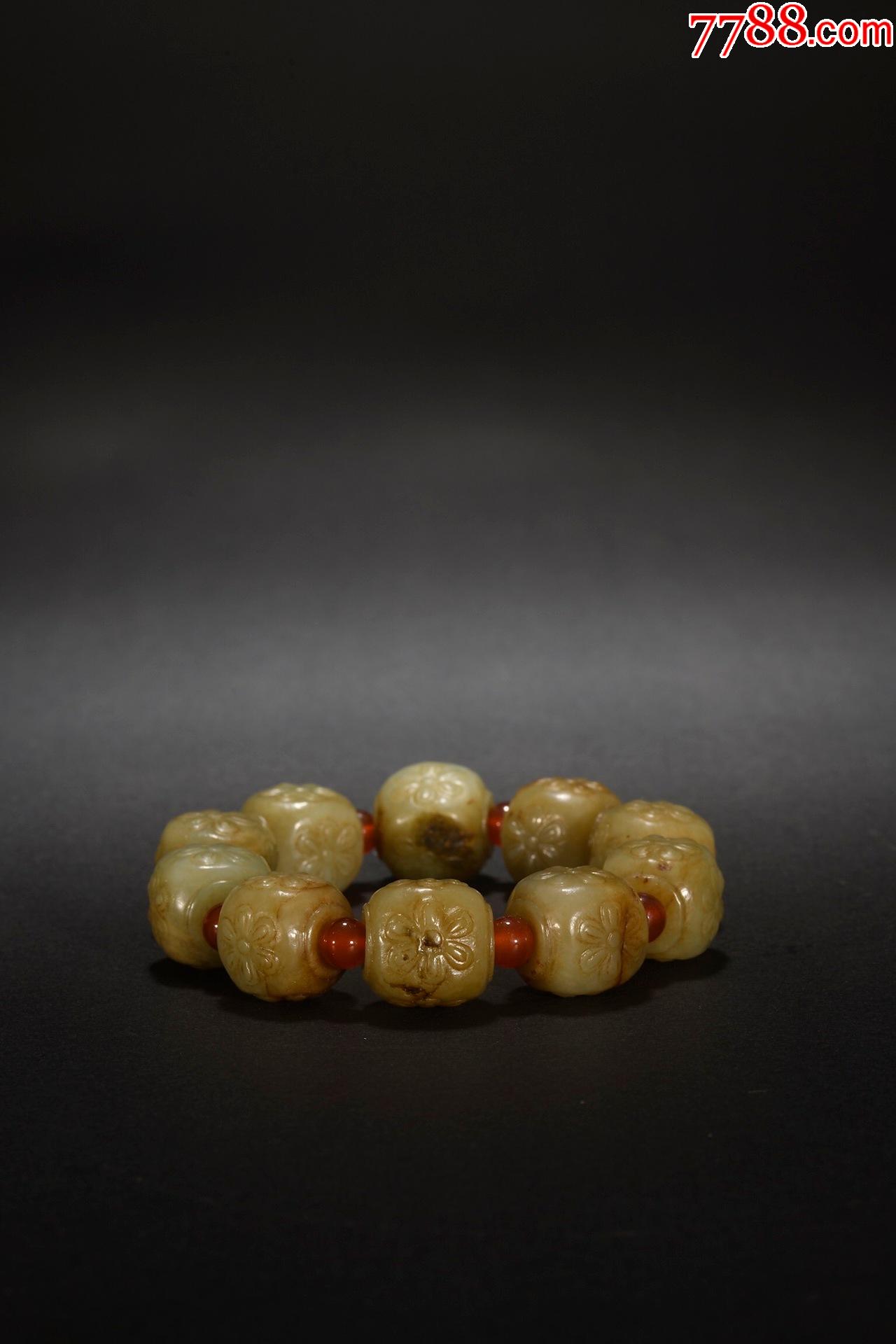 和田玉梅花纹手串